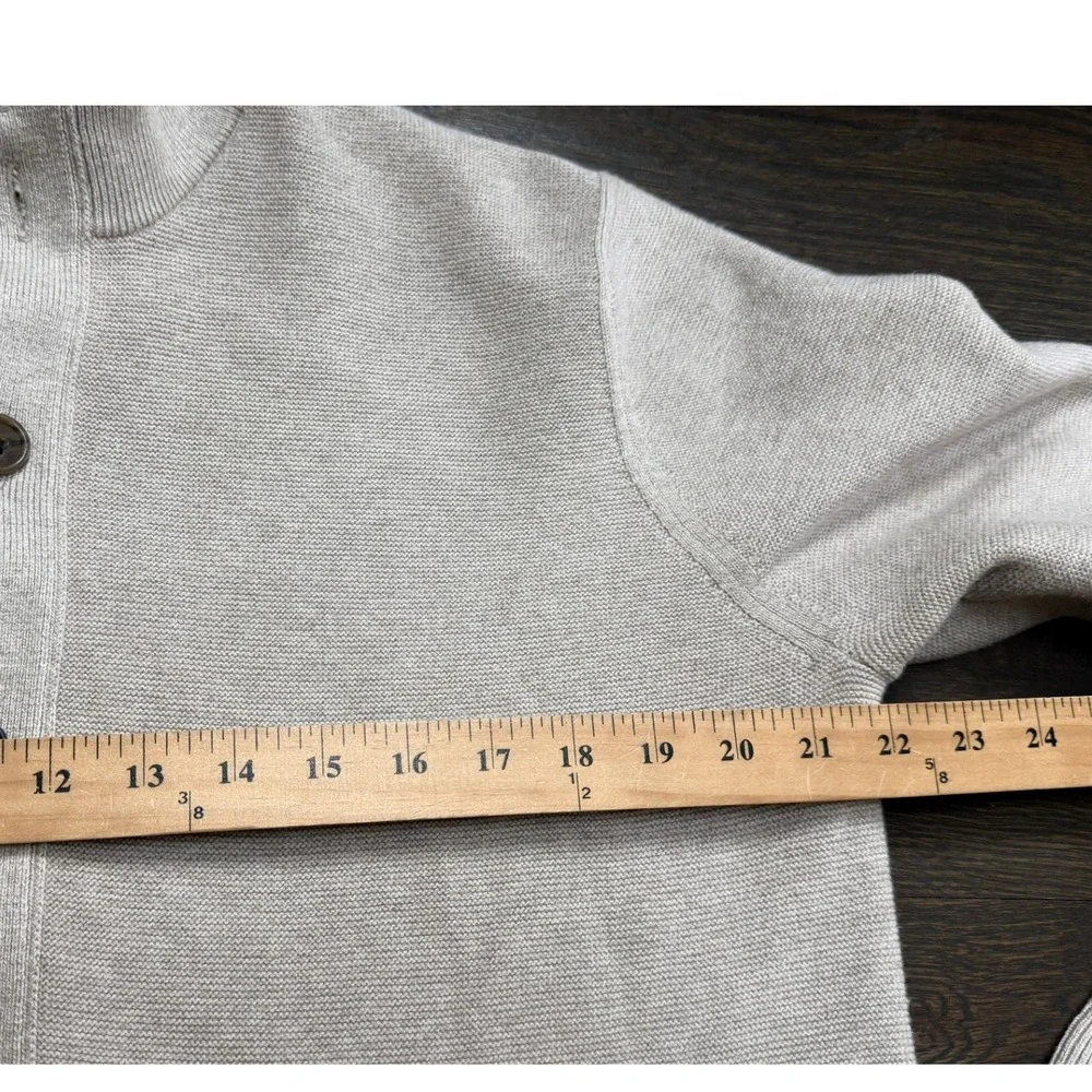 Banana Republic Cardigan Supima Cotton Button Mock Neck Stone Beige Large L Mens